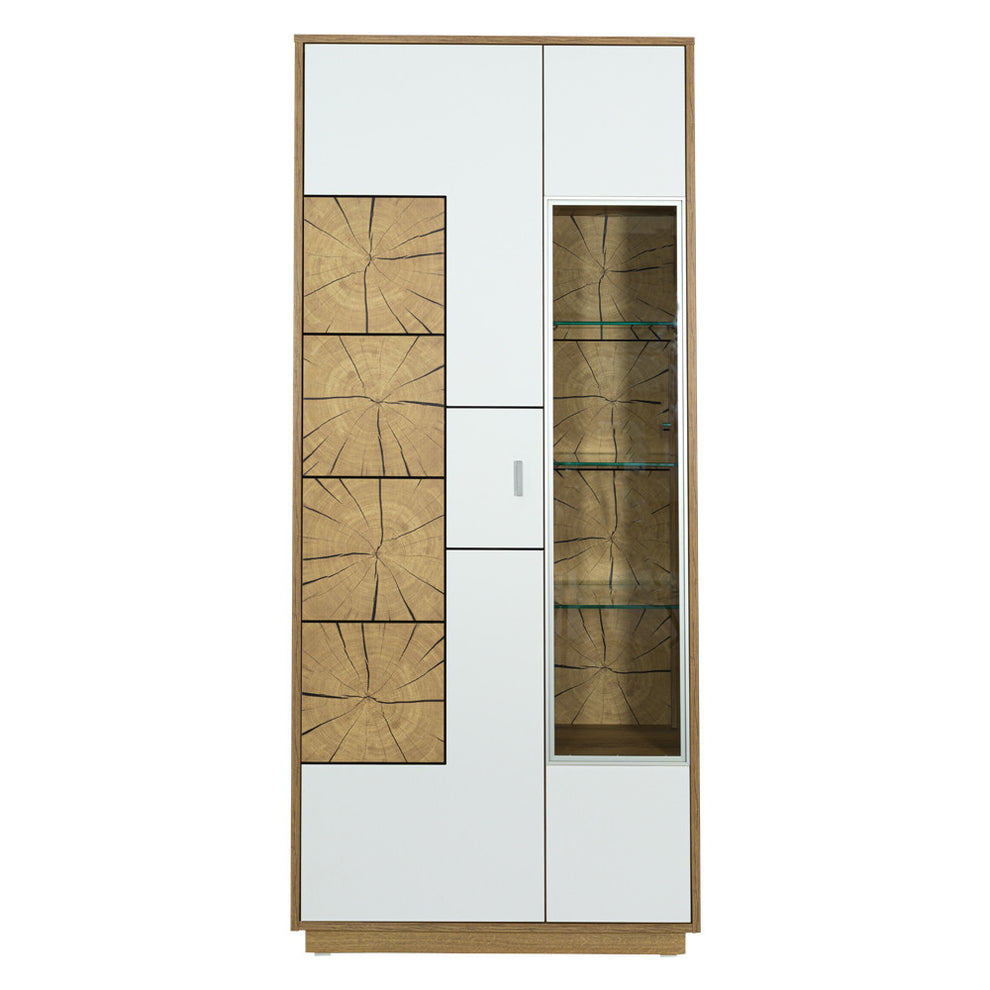 Vitrina Urbano White Cu 2 Usi Alb Si Natur, 85 Cm
