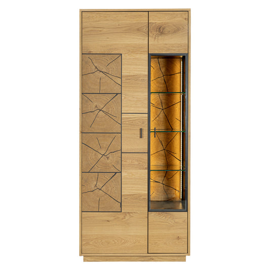 Vitrina Urbano Oak Cu 2 Usi, Stejar Rustic Si Negru, 85 Cm