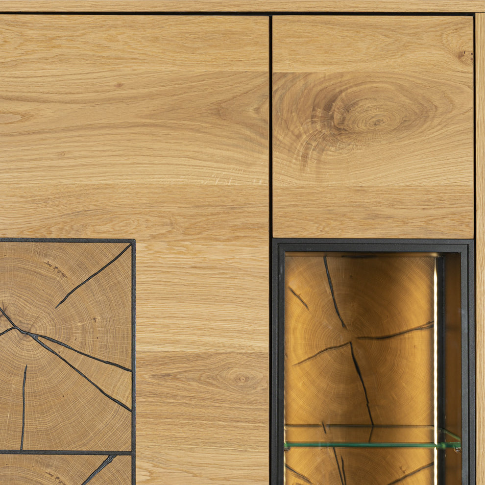 Vitrina Urbano Oak Cu 2 Usi, Stejar Rustic Si Negru, 85 Cm