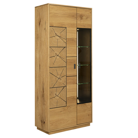 Vitrina Urbano Oak Cu 2 Usi, Stejar Rustic Si Negru, 85 Cm