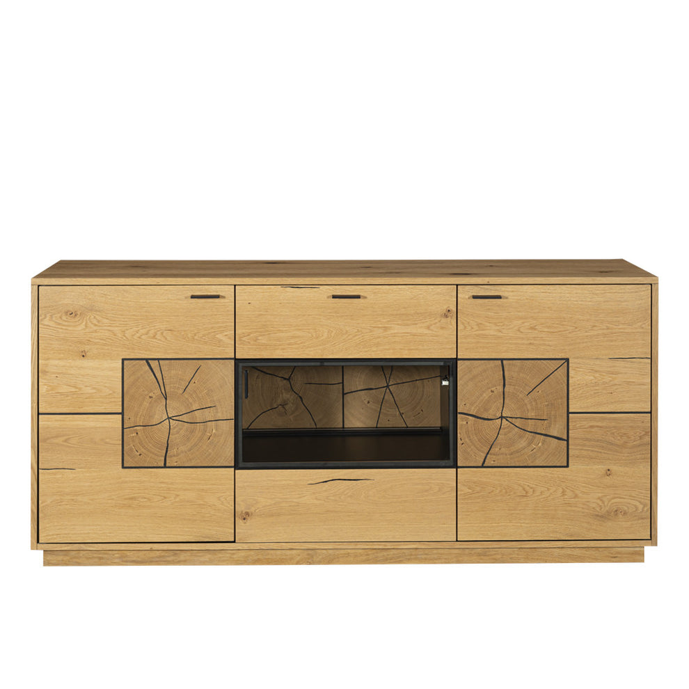 Bufet Urbano Oak Cu 3 Usi Si 1 Sertar, Stejar Rustic Si Negru, 170 Cm