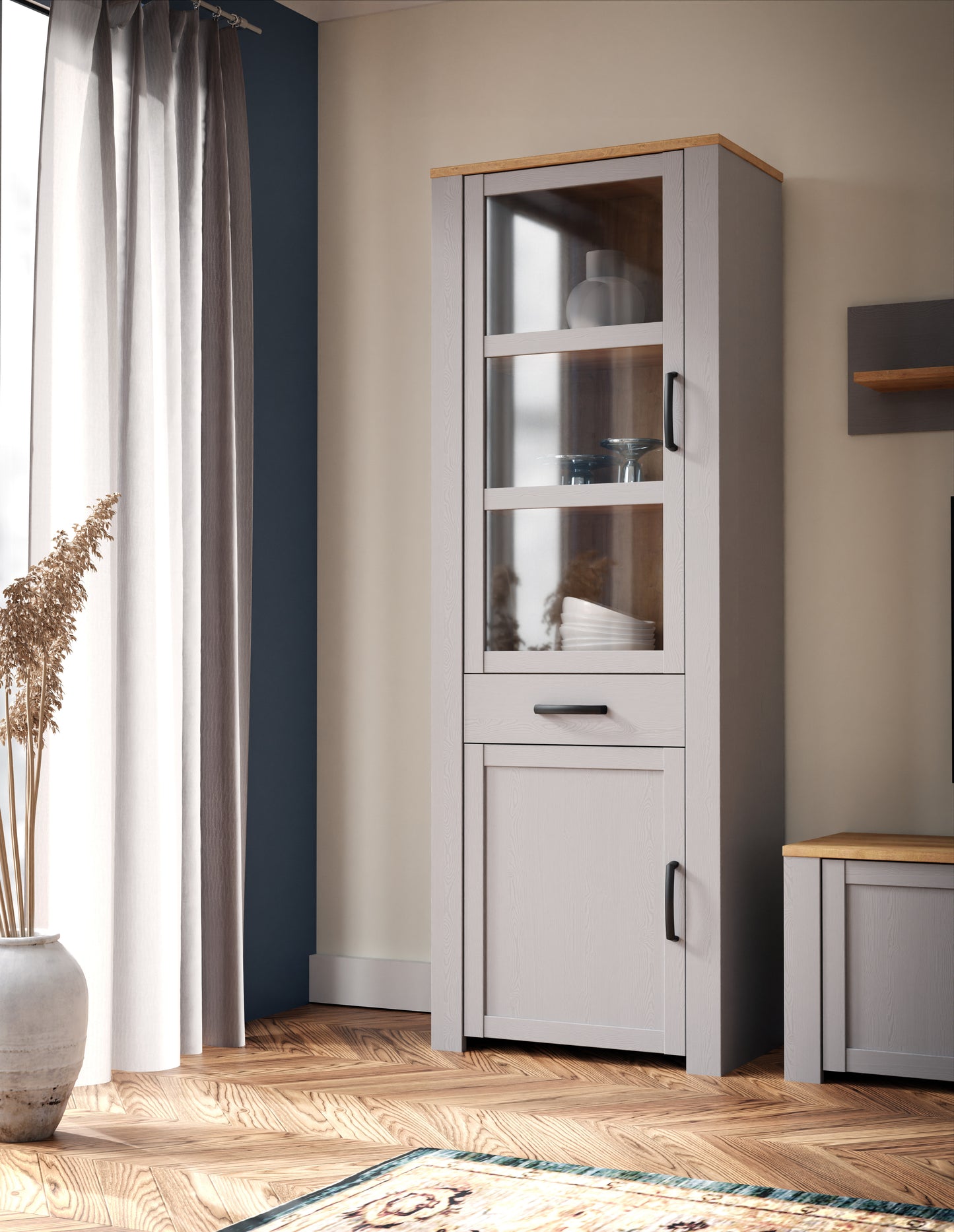 Vitrina Behalf Stejar Riviera Si Stejar Gri, 71.7 Cm