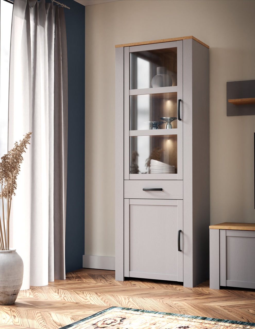 Vitrina Behalf Stejar Riviera Si Stejar Gri, 71.7 Cm