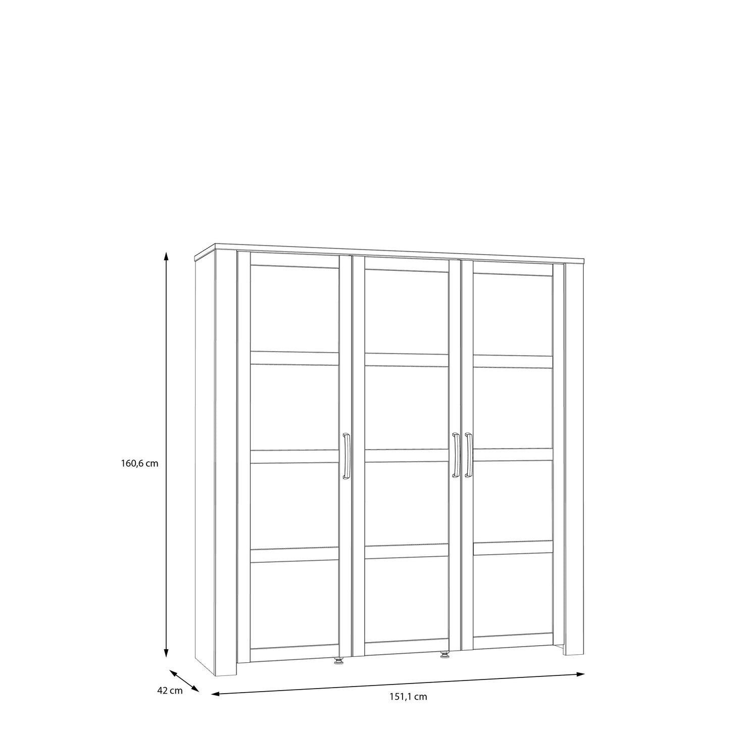 Vitrina Cu 3 Usi Behalf Stejar Riviera Si Stejar Gri, 151.1 Cm
