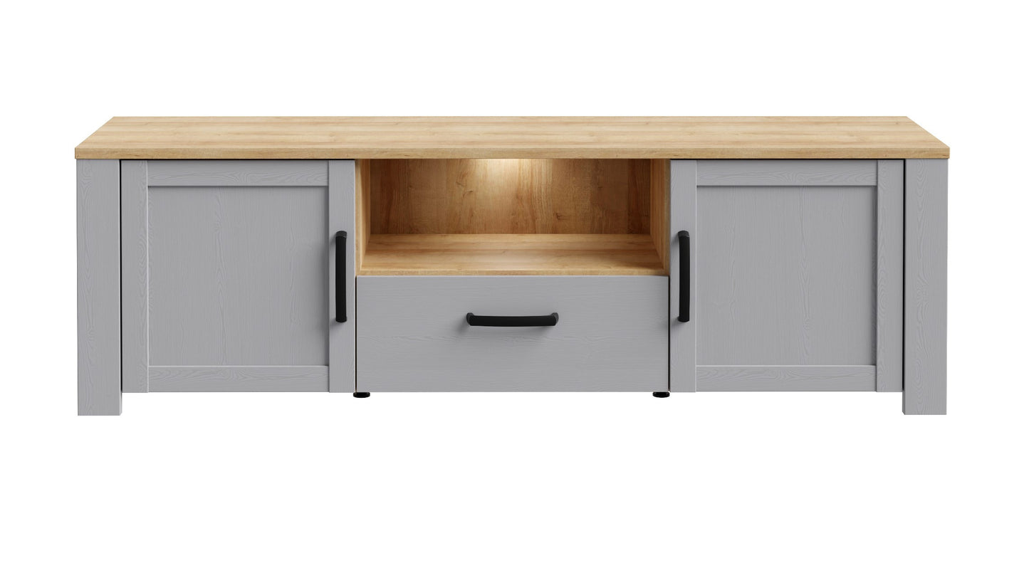 Comoda Tv Behalf Stejar Riviera Si Stejar Gri, 166.1 Cm
