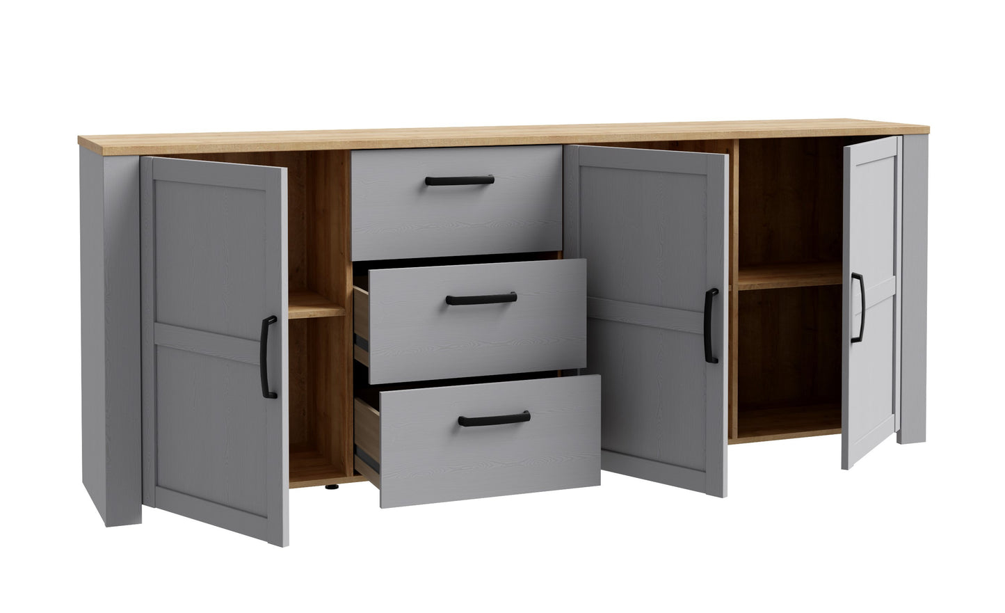 Comoda Behalf Stejar Riviera Si Stejar Gri, 220.8 Cm
