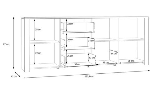 Comoda Behalf Stejar Riviera Si Stejar Gri, 220.8 Cm