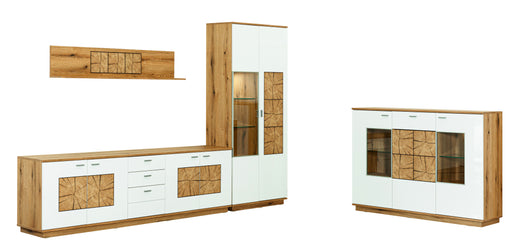 Vitrina Dakota White Cu 2 Usi Alb Si Natur, 85 Cm