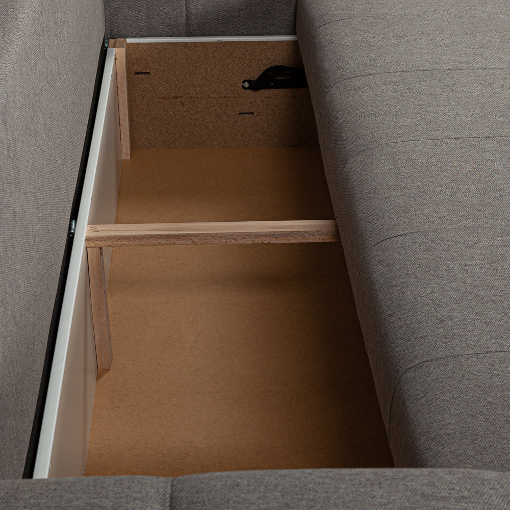 Canapea Extensibila Torino Lift Cu Lada Gri, 233 x 92 Cm