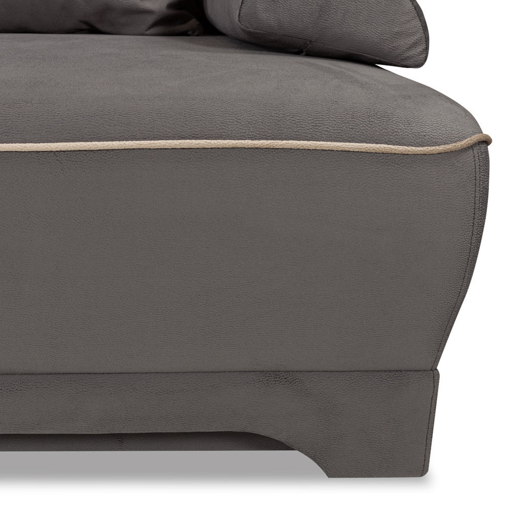 Canapea Extensibila Parma Cu Lada Gri Si Crem, 205 x 80 x 98 Cm