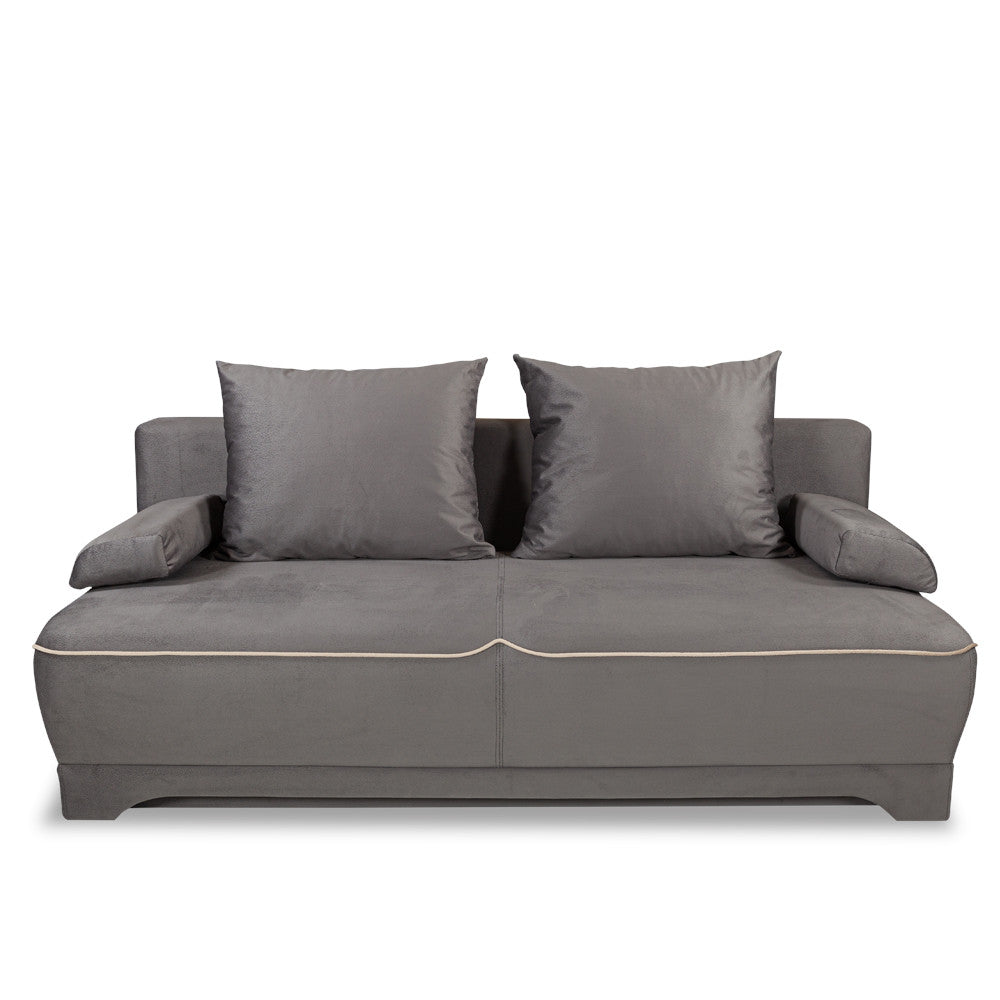 Canapea Extensibila Parma Cu Lada Gri Si Crem, 205 x 80 x 98 Cm