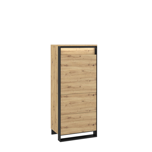 Dulap Vant Cu Led Cu 1 Usa, 4 Polite, Stejar Artizan Si Negru, 60 Cm