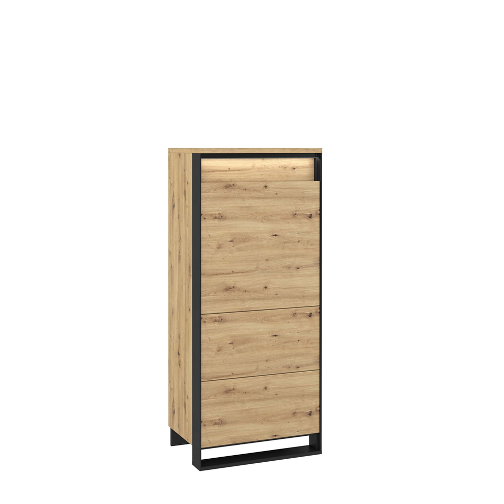 Dulap Vant Cu Led Cu 1 Usa, 4 Polite, Stejar Artizan Si Negru, 60 Cm