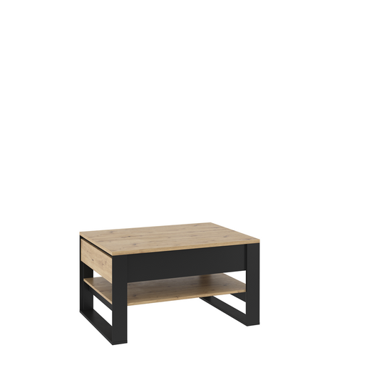 Masa De Cafea Vant Cu 2 Sertare, Stejar Artizan Si Negru, 100 Cm