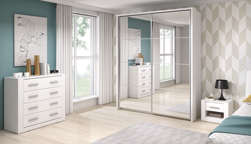 Dulap Martin Cu 2 Usi Cu Oglinzi, Alb, 203 Cm