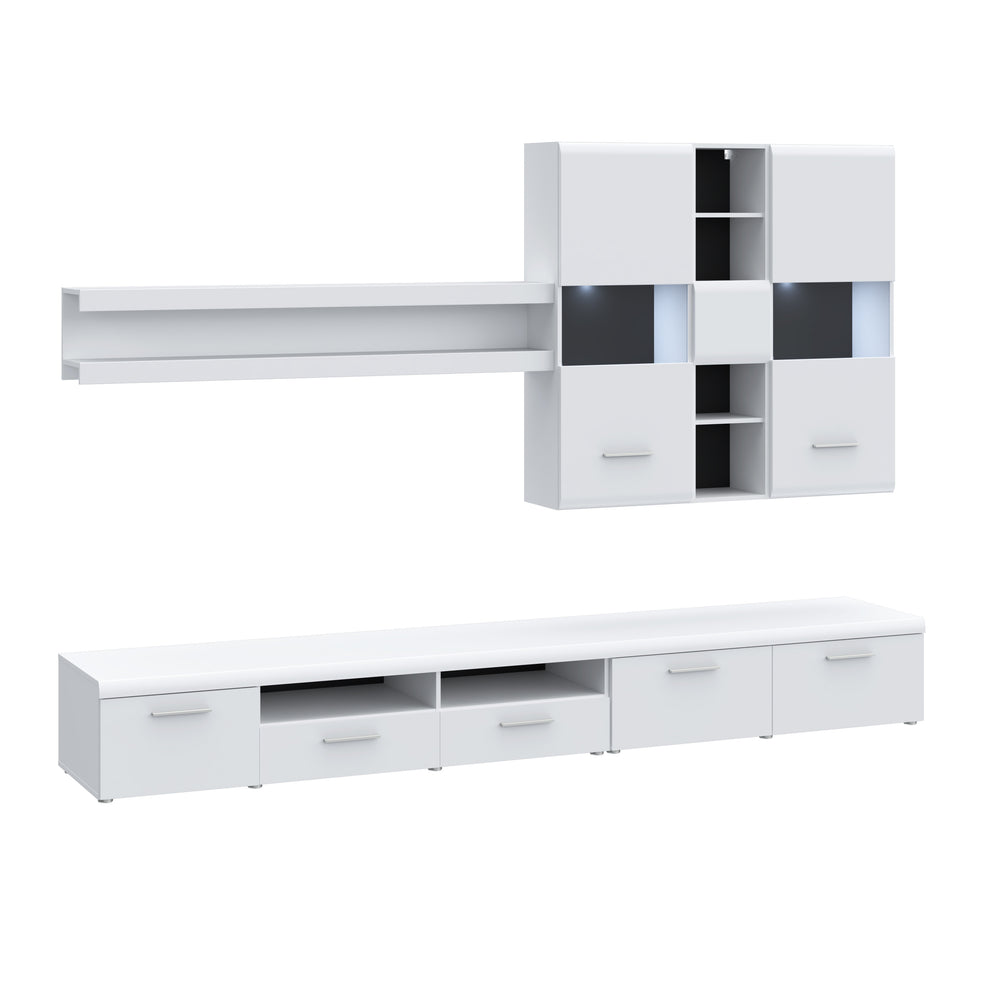 Set Living White Pearl, Alb, Negru Si Alb Lucios, 289.6 Cm