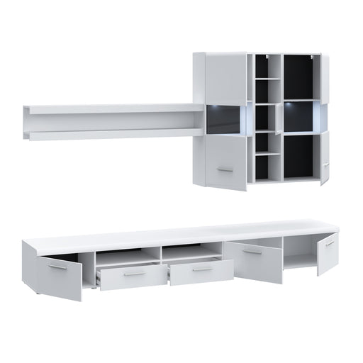 Set Living White Pearl, Alb, Negru Si Alb Lucios, 289.6 Cm