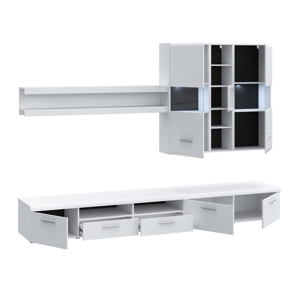 Set Living White Pearl, Alb, Negru Si Alb Lucios, 289.6 Cm
