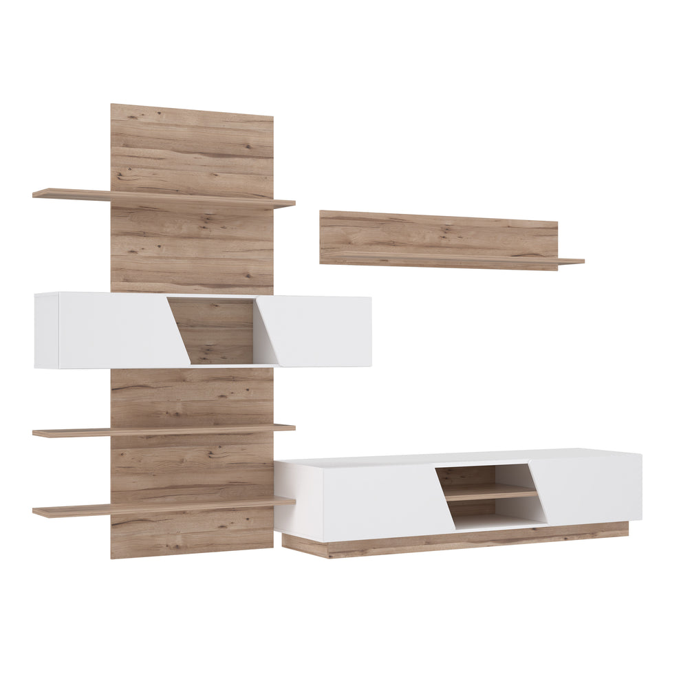 Set Living Hulon Stejar Pardosit Si Alb Lucios, 295.7 cm