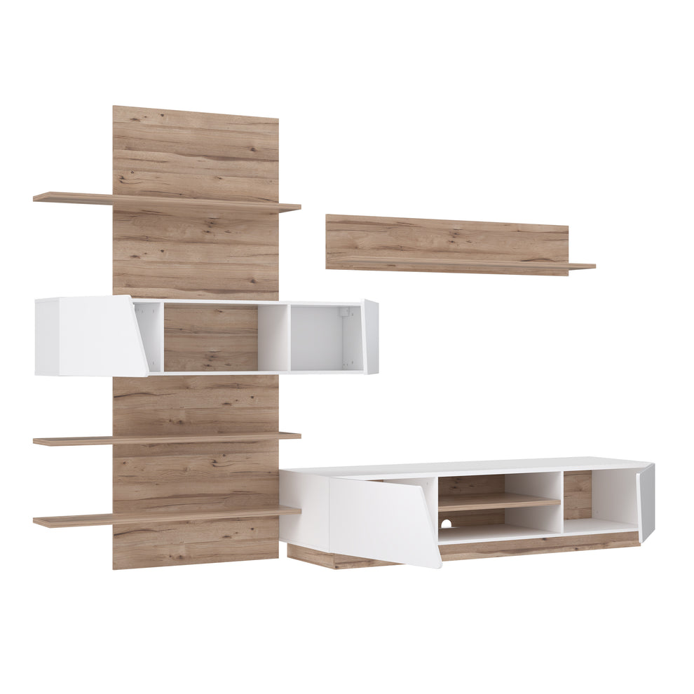 Set Living Hulon Stejar Pardosit Si Alb Lucios, 295.7 cm