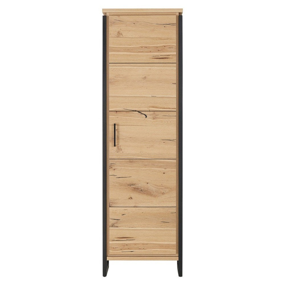 Dulap Reno Cu 1 Usa, Smoked Oak Furnir Din Lemn Masiv, 60 Cm