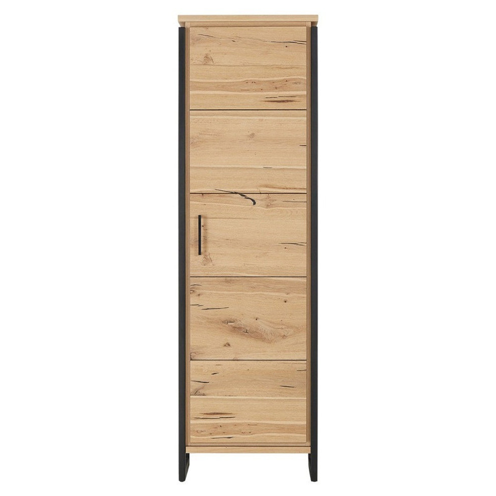 Dulap Reno Cu 1 Usa, Smoked Oak Furnir Din Lemn Masiv, 60 Cm