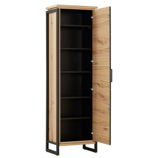 Dulap Reno Cu 1 Usa, Smoked Oak Furnir Din Lemn Masiv, 60 Cm