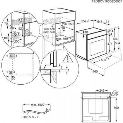 Cuptor Cu Abur Electrolux EOB8S39Z, SteamBoost, A++, 70 Litri Negru, 59,4 x 59,5 x 56,7 Cm
