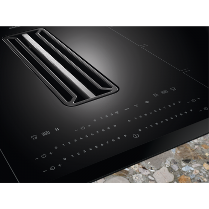 Plită Cu Hota Integrata ComboHob Electrolux KCC85450, FlexiBridge, Negru, 83 x 51,5 Cm
