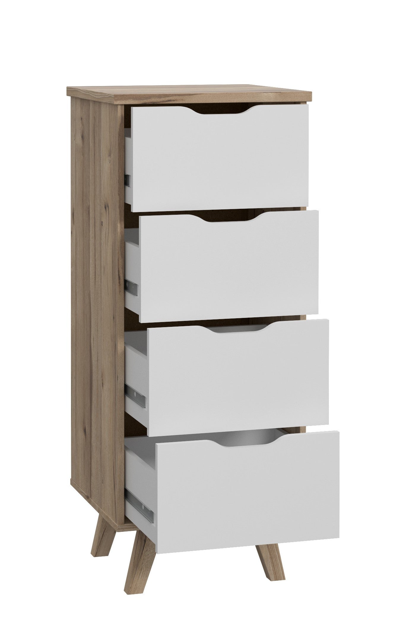 Comoda Vankka, Stejar Pardosit Si Alb, 45 x 108.7 x 42 Cm