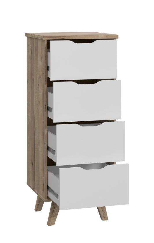 Comoda Vankka, Stejar Pardosit Si Alb, 45 x 108.7 x 42 Cm