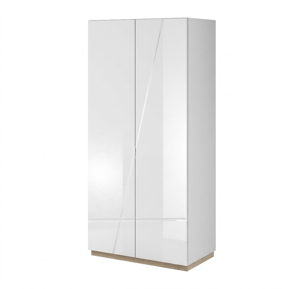 Dulap Fuji Cu 2 Usi, Alb Si Natur, 90 Cm