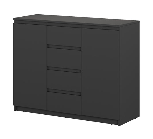 Comoda Thea Cu 2 Usi Si 4 Sertare, Negru, 109 Cm