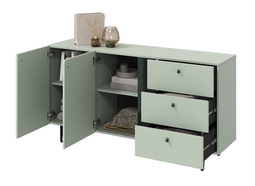 Comoda Cato Cu 2 Usi Si 3 Sertare, Verde Salvie, 160 Cm