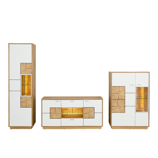 Set Living Urbano White, Alb Si Natur, 285 Cm