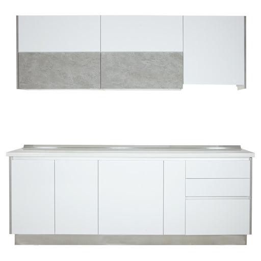 Bucatarie Moderna Alb Si Gri, Front Mdf, 222.7 X 223 X 60 Cm
