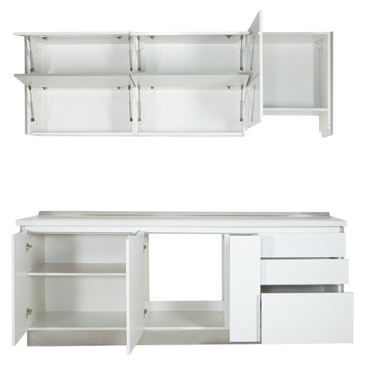 Bucatarie Moderna Alb Si Gri, Front Mdf, 222.7 X 223 X 60 Cm