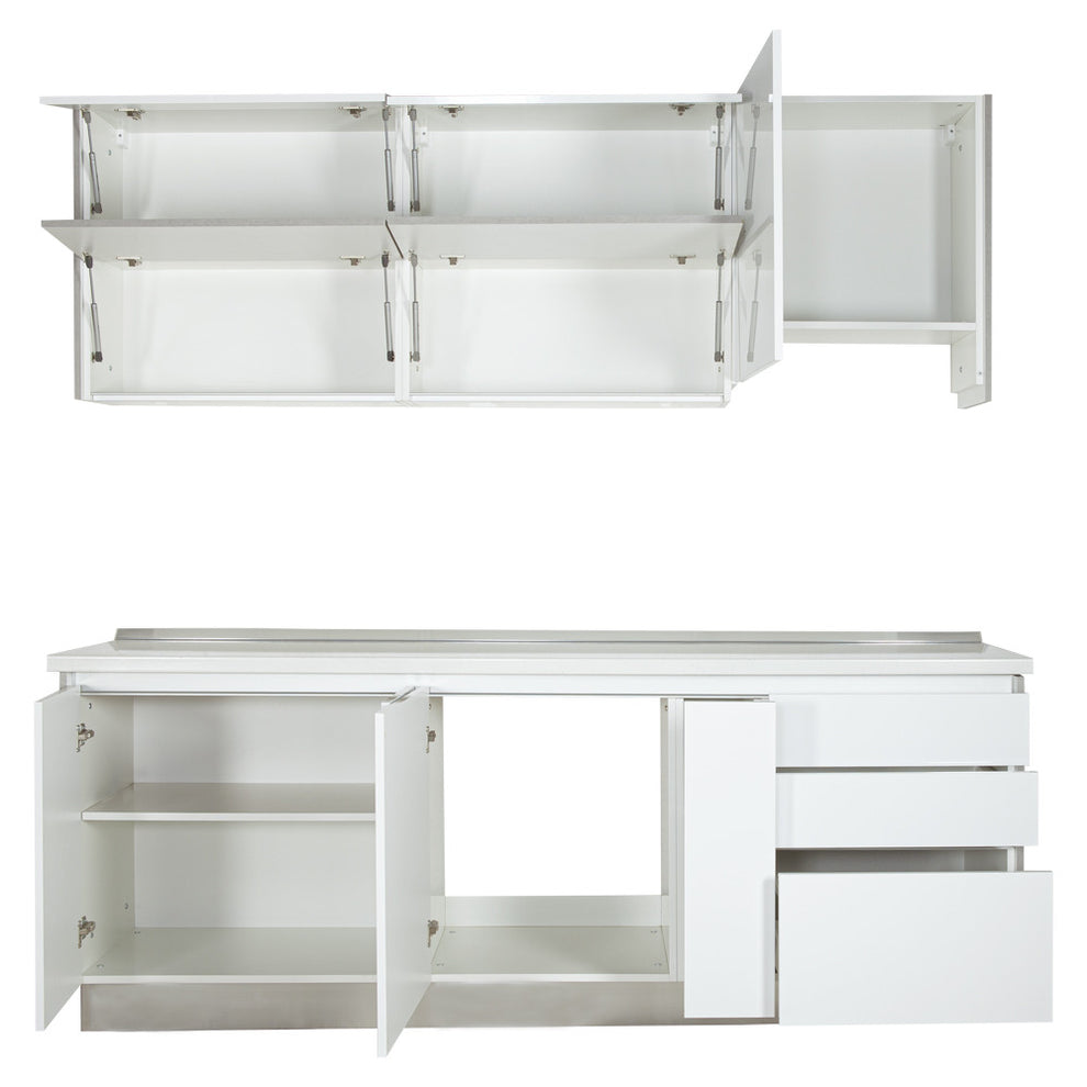 Bucatarie Moderna Alb Si Gri, Front Mdf, 222.7 X 223 X 60 Cm