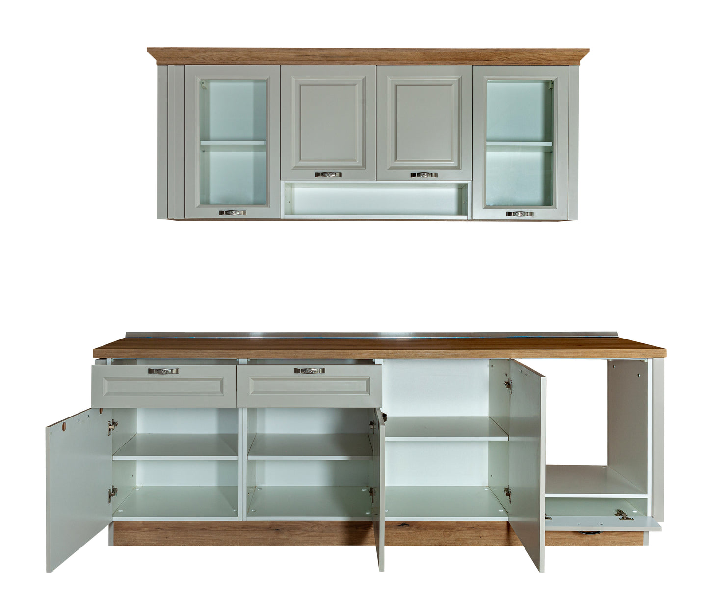 Bucatarie Aqua, Kashmir Si Natur, Front Mdf Vopsit, 251 X 223 X 60 Cm