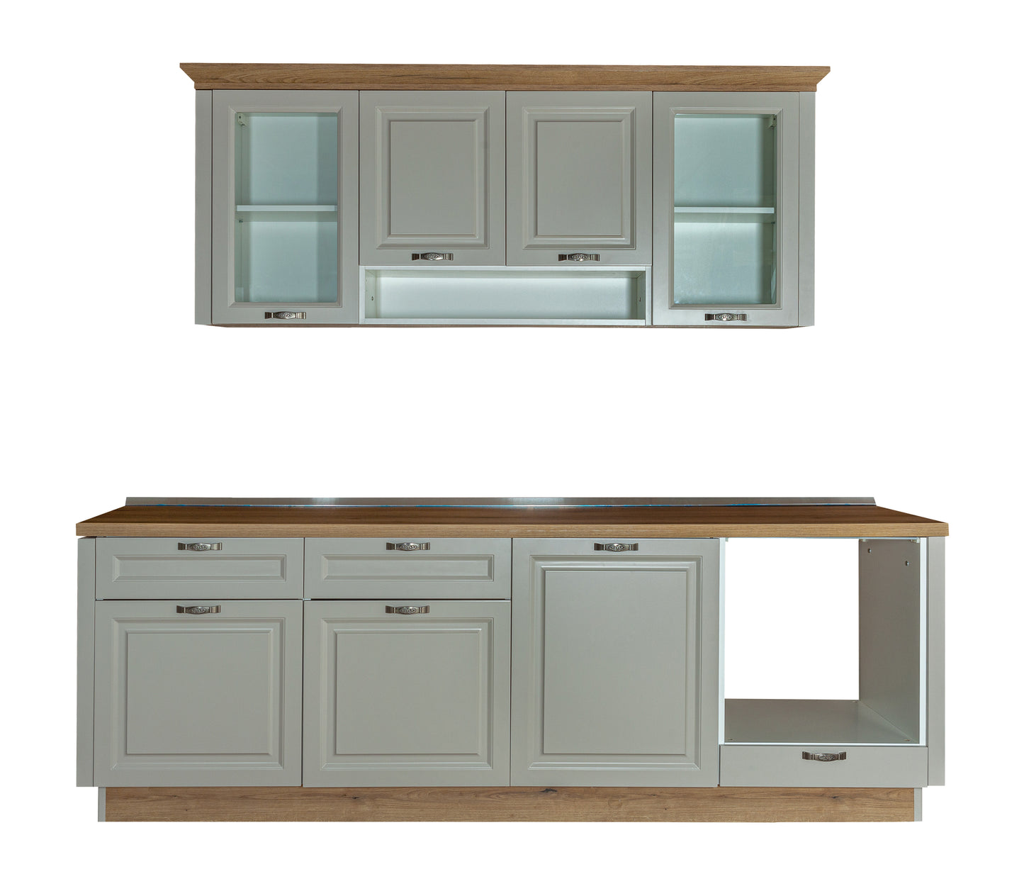 Bucatarie Aqua, Kashmir Si Natur, Front Mdf Vopsit, 251 X 223 X 60 Cm