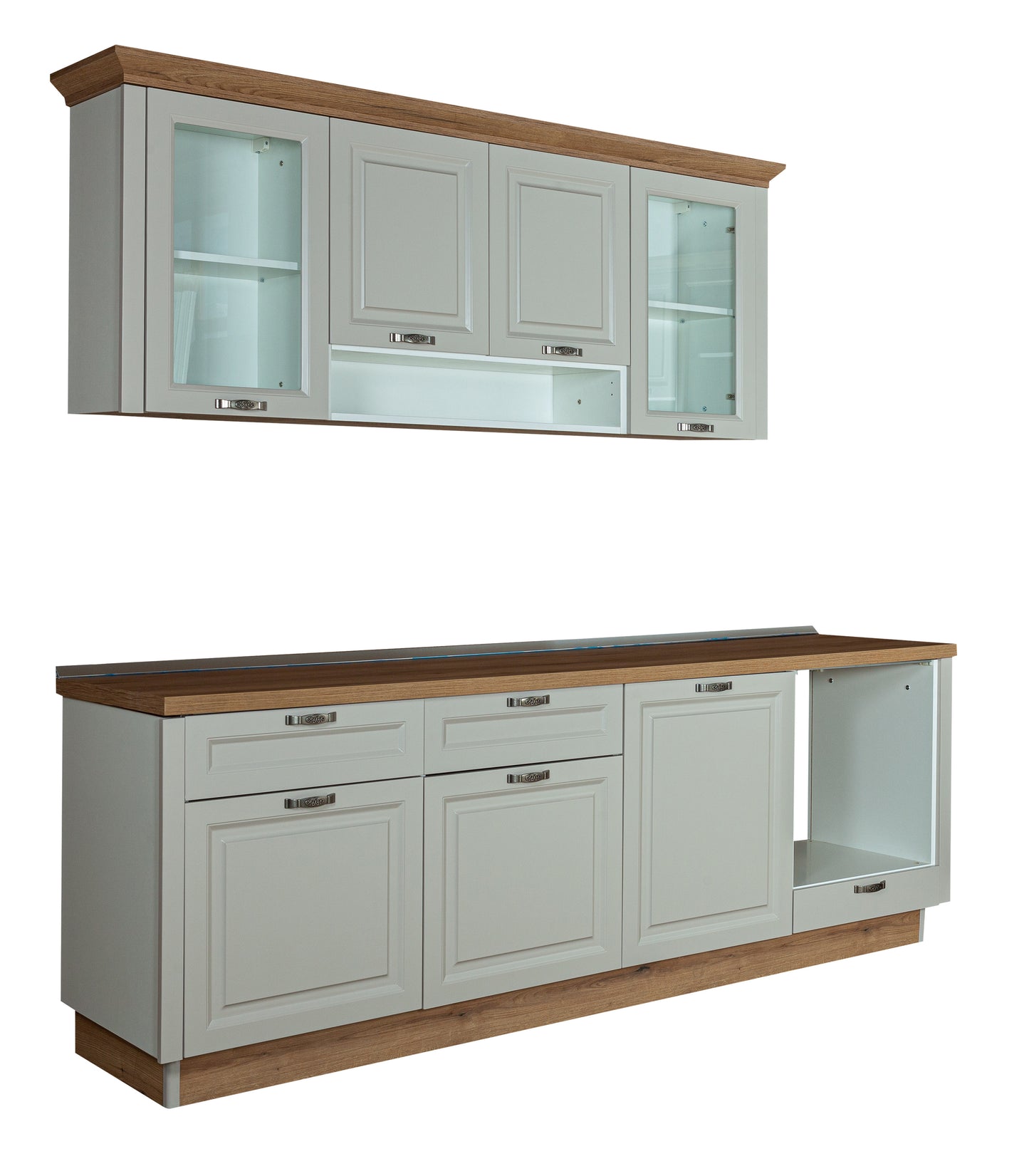 Bucatarie Aqua, Kashmir Si Natur, Front Mdf Vopsit, 251 X 223 X 60 Cm