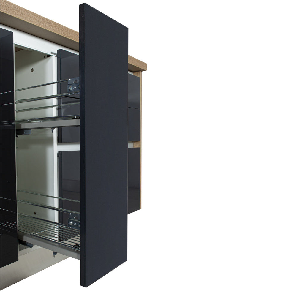 Bucatarie Evo Gri Antracit Si Natur, Front Mdf Lucios, 247.6 X 223 X 60 Cm