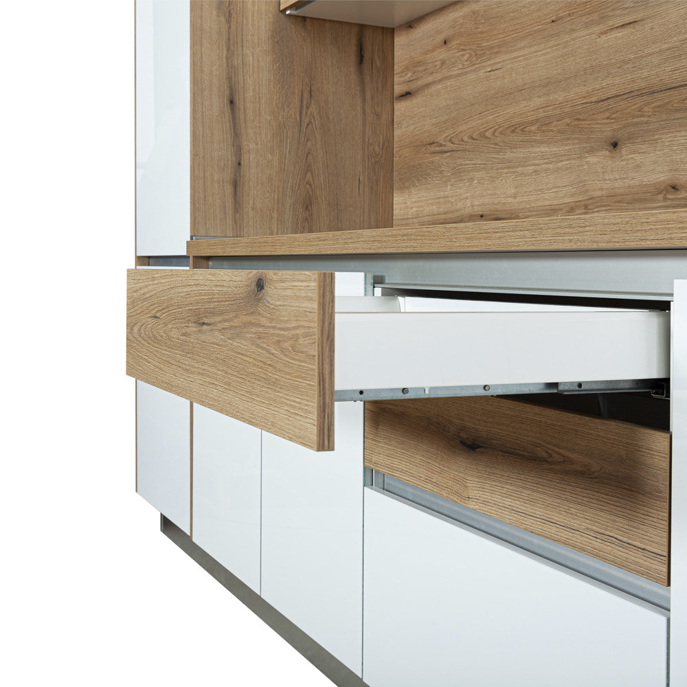 Bucatarie Ideea Alb Si Natur, Front Mdf Lucios, 312.2 X 223 X 60 Cm