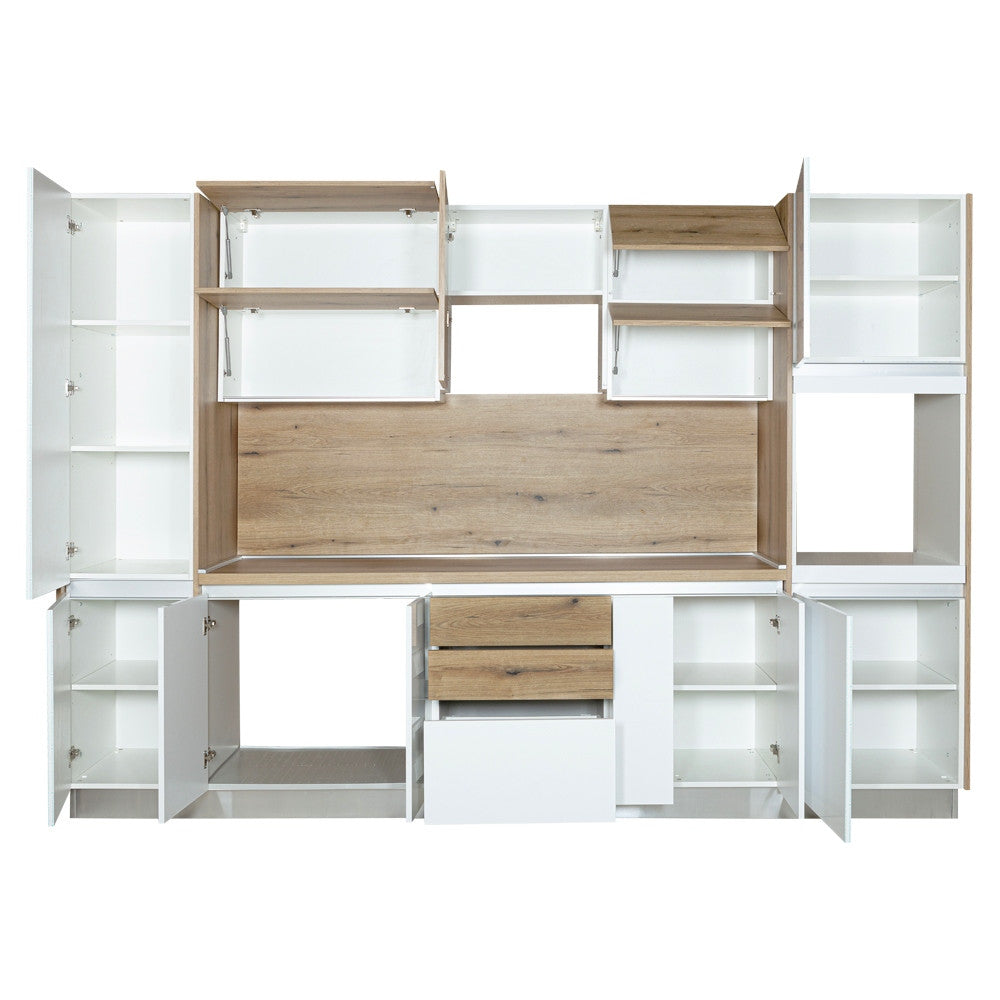 Bucatarie Ideea Alb Si Natur, Front Mdf Lucios, 312.2 X 223 X 60 Cm