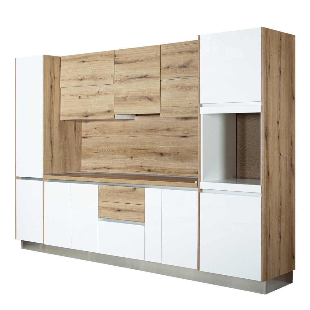 Bucatarie Ideea Alb Si Natur, Front Mdf Lucios, 312.2 X 223 X 60 Cm