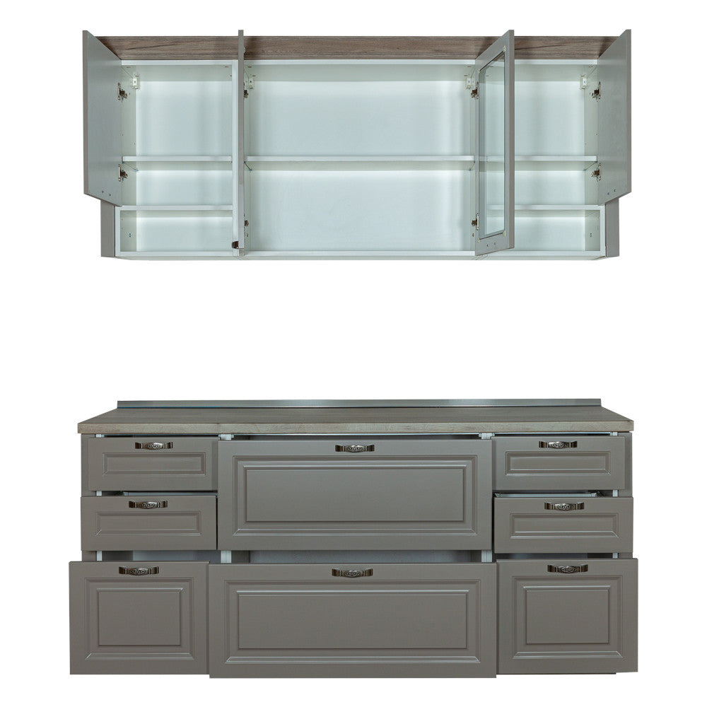 Bucatarie Capri Gri, Front Mdf Vopsit, 196.8 X 223 X 60 Cm