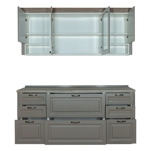 Bucatarie Capri Gri, Front Mdf Vopsit, 196.8 X 223 X 60 Cm