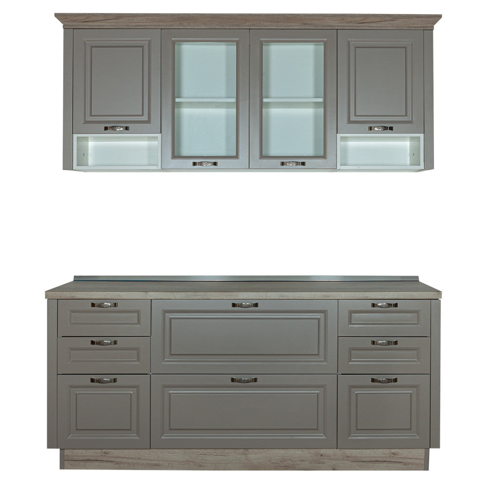 Bucatarie Capri Gri, Front Mdf Vopsit, 196.8 X 223 X 60 Cm