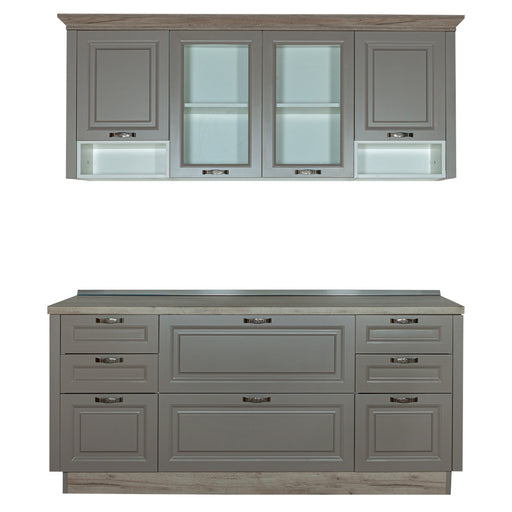 Bucatarie Capri Gri, Front Mdf Vopsit, 196.8 X 223 X 60 Cm