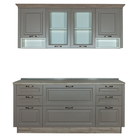 Bucatarie Capri Gri, Front Mdf Vopsit, 196.8 X 223 X 60 Cm